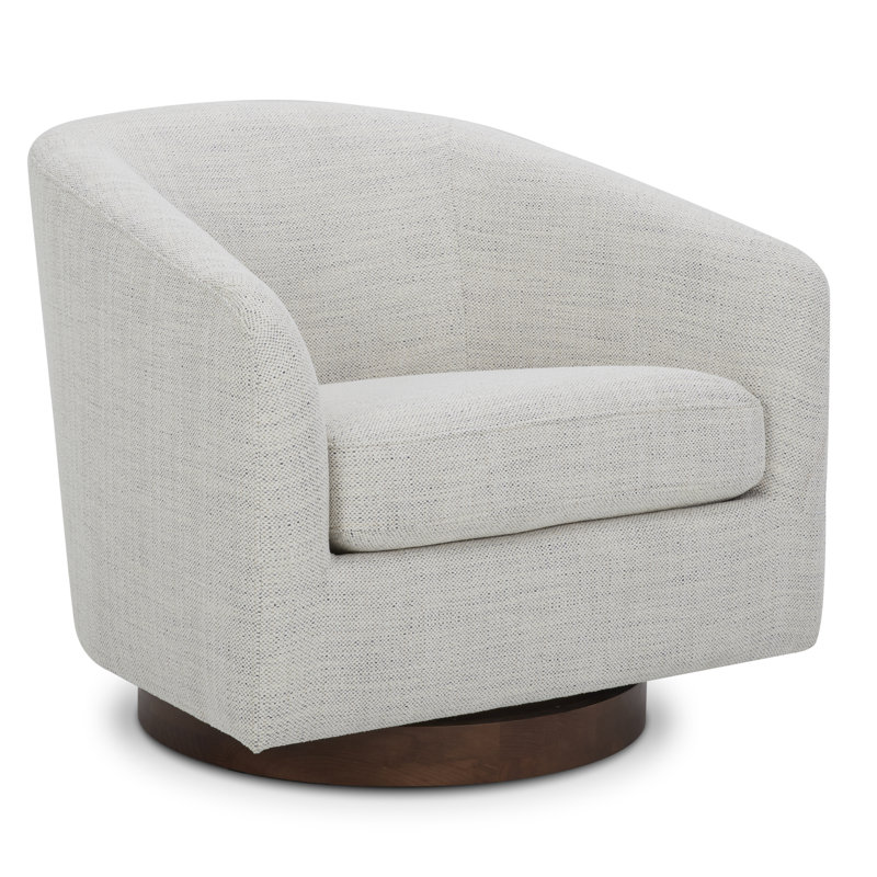 Fauteuil demi-tonneau pivotant avec repose-pieds Bennett, Tissu ivoire Prestige
