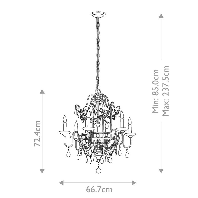Bamburgh 6 - Light Candle Style Chandelier