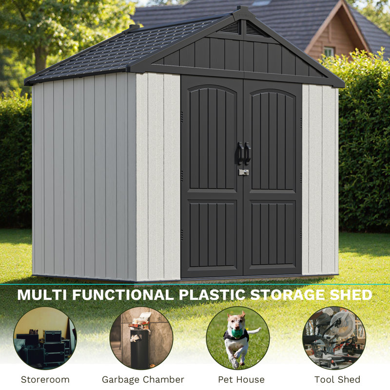 8 Ft. W X 6 Ft. D Resin Storage Shed, Black