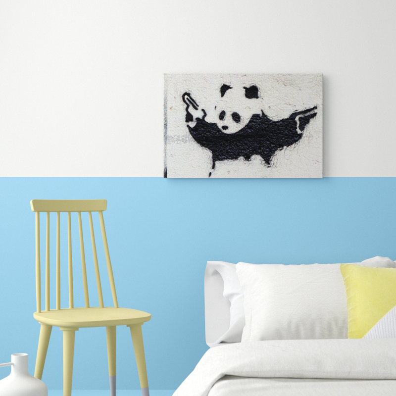 Banksy Panda Guns Graffiti - Wrapped Canvas, 50cm H x 76cm W