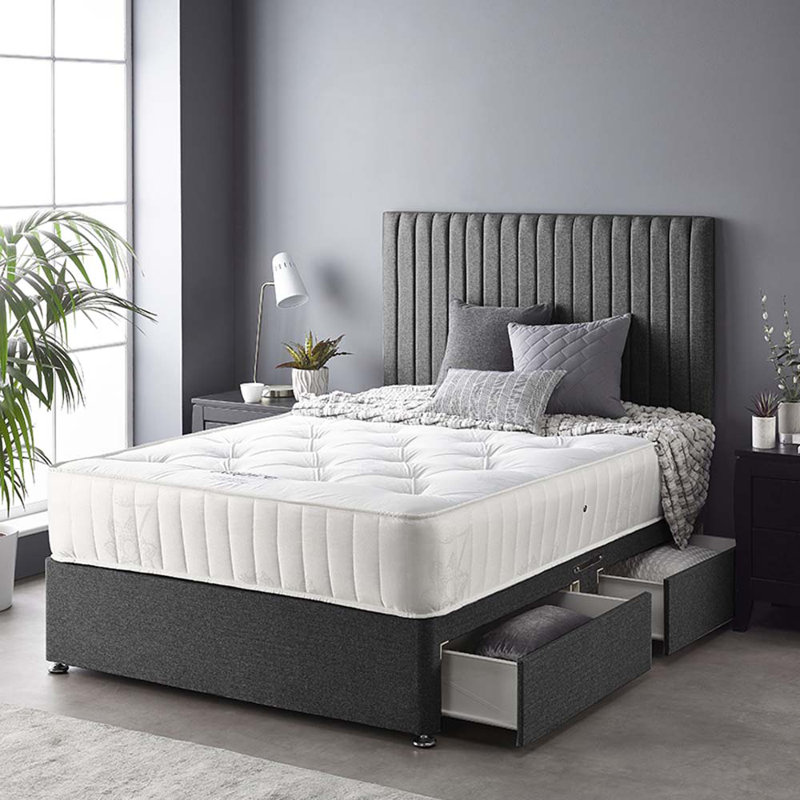 Soho Pocketsprung Divan Bed Set, Super King (6'), Charcoal, 4 Drawers