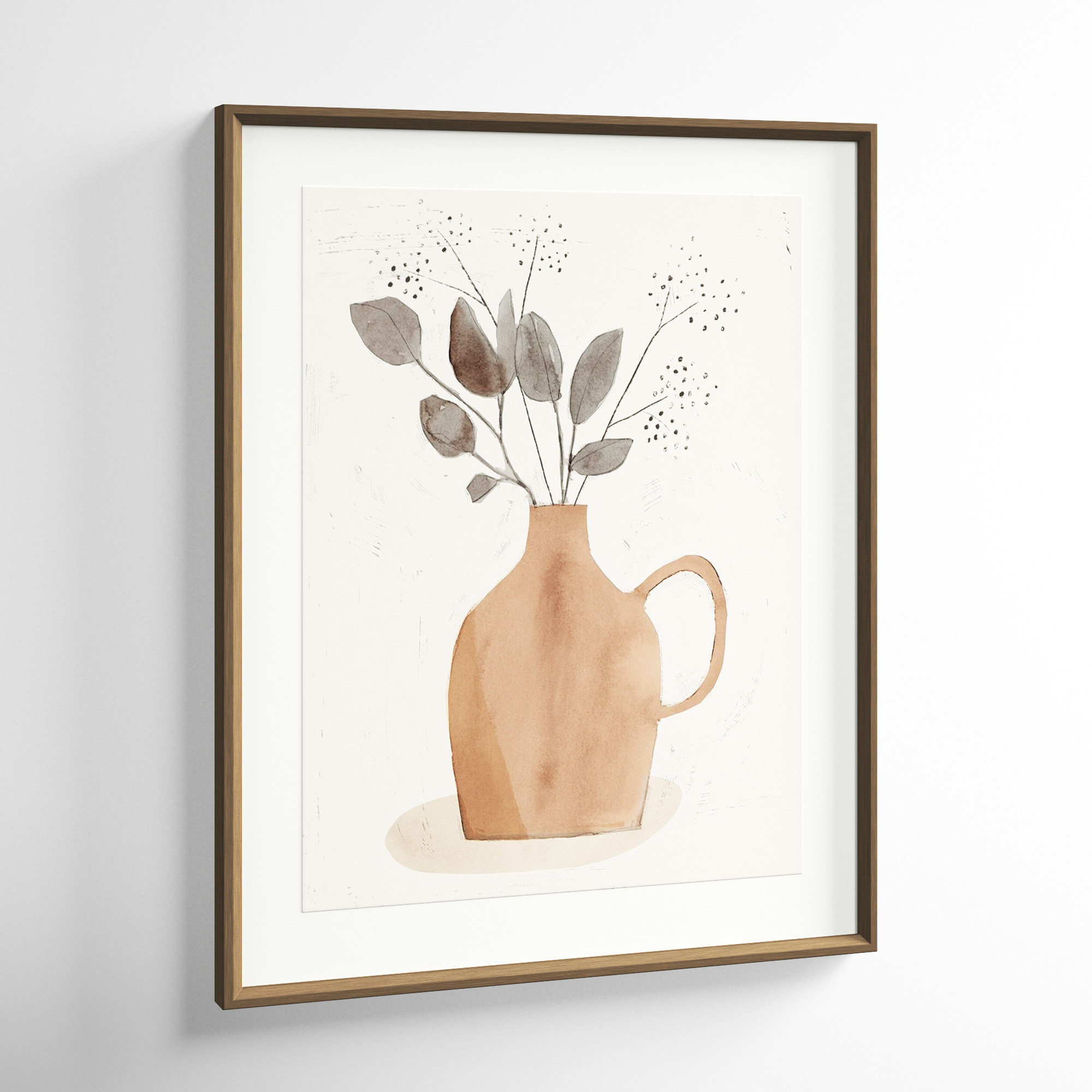 La Planta II (Floral Vase) by Victoria Barnes, 37" H x 31" W, Light Bronze Framed Paper Paper