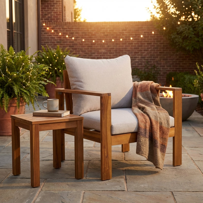 Chaise de patio d'extérieur simple avec coussins