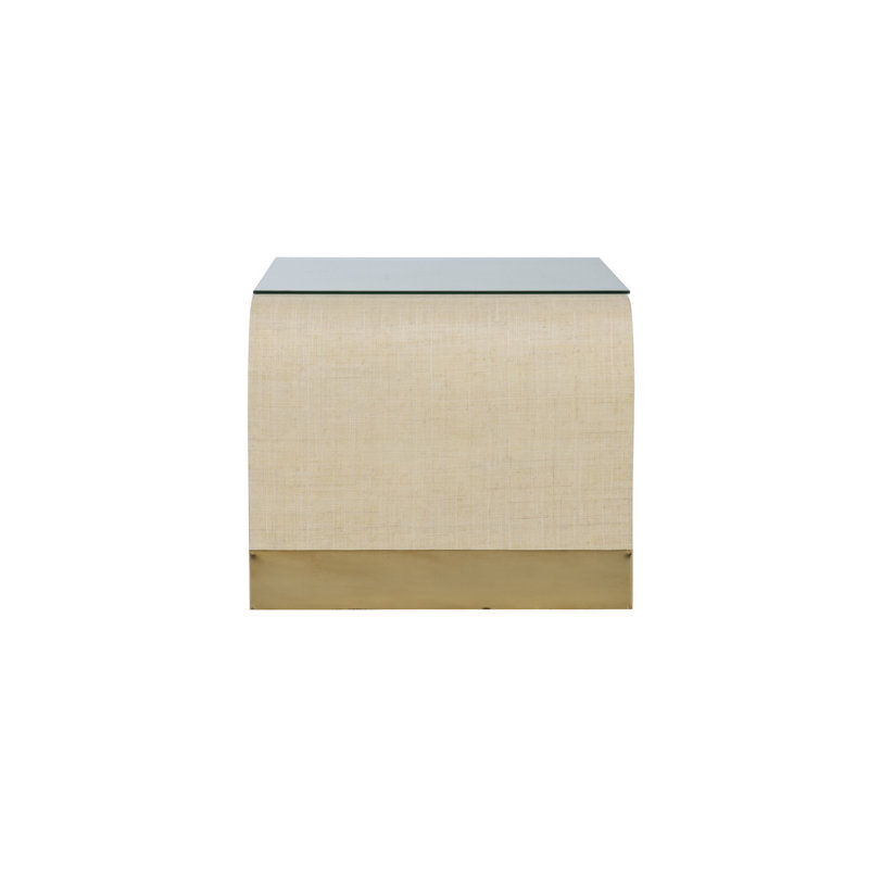 The Sensual Side Of Sleek Coffee Table, Clear Top/Antique Brass/Cream Base