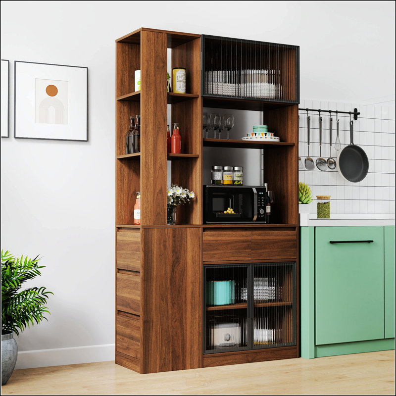 Armoire de rangement avec tablettes multifonctionnelles, organisateur d'entrée en bois moderne pour le couloir et le salon