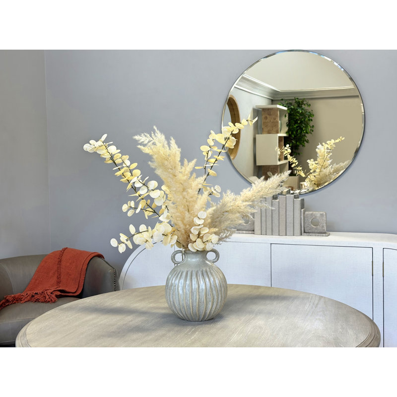 Pampas and Eucalyptus Arrangement in Ceramic Vase