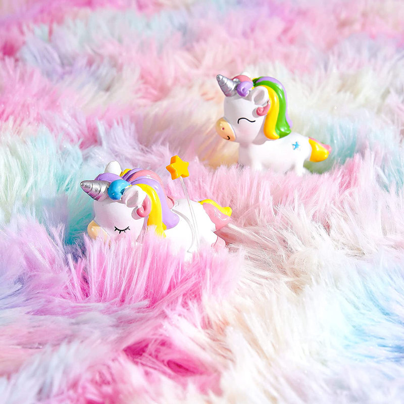 5x8 Multicolor Synthetic Shag Rainbow Area Rug