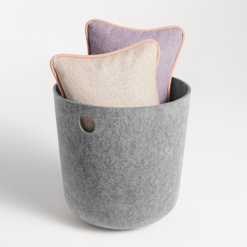 Olly Polyester Decorative Basket, 16" x 16", Light Gray