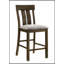 Ensemble de salle à manger 7 pièces à hauteur de comptoir avec base à tréteaux, chaises rembourrées et finition en bois riche pour un charme naturel et une durabilité-1241477802