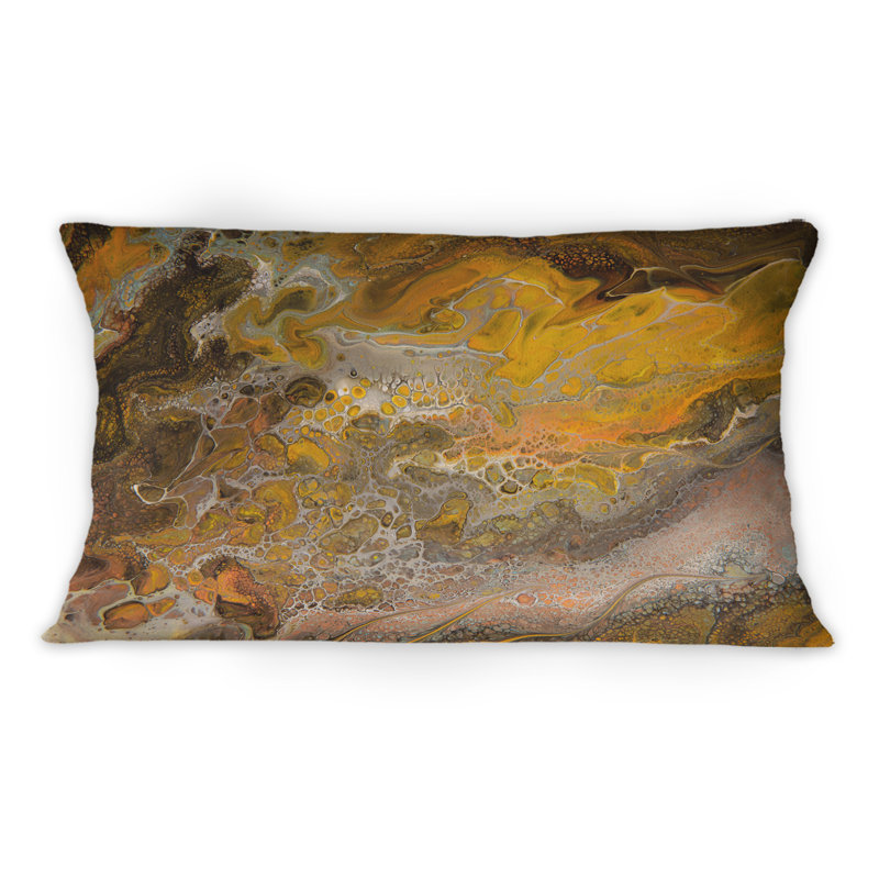 Coussin décoratif orange, noir et gris - imprimé moderne 12 po x 20 po
