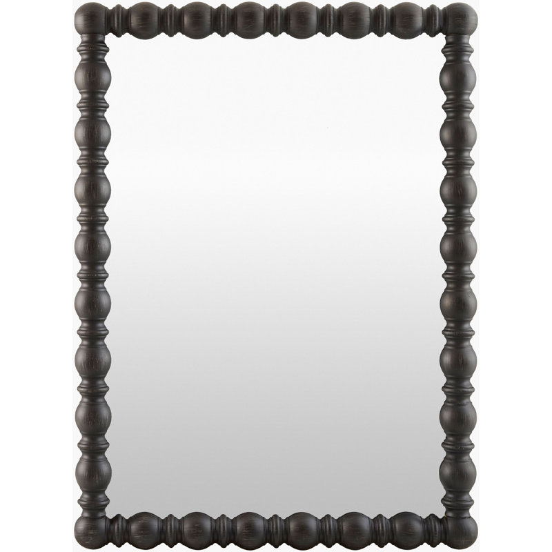 Solid Pine Wood Rectangle Accent Mirror, 40" x 30", Black