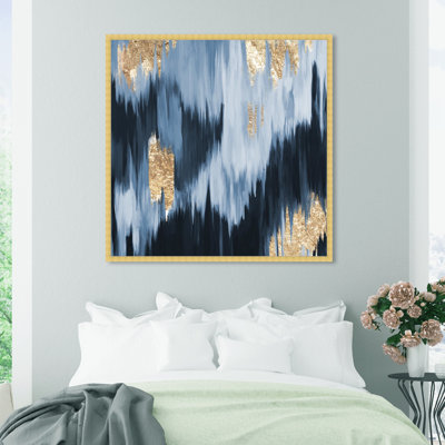 " Abstract Gold Blue Fall Paint "