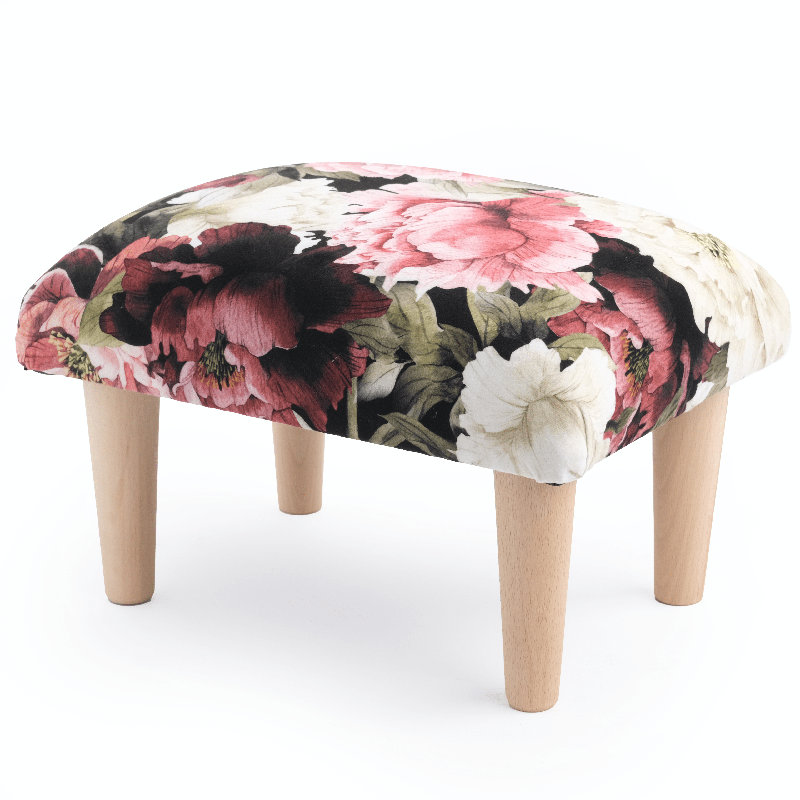 Granese 38cm Wide Velvet Rectangle Floral Footstool Ottoman