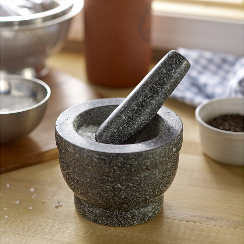 Dark Grey Granite Mortar and Pestle Kitchen Accessory