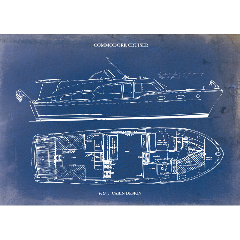 Cruiser Blueprint - Wrapped Canvas Print, 30cm H x 46cm W x 3.8cm D
