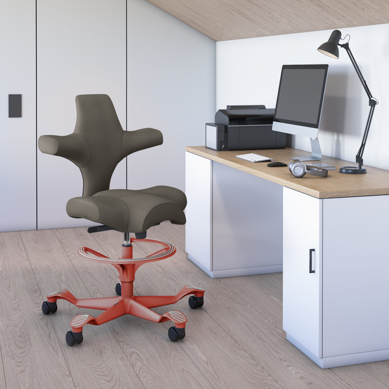 Fauteuil assis-debout avec repose-pieds HœG Capisco, Blush Rose, Bois de frêne gris