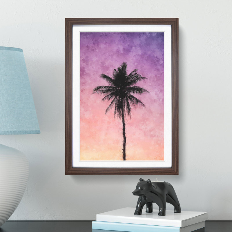 Summer Palm Tree - Framed Print, 33cm H x 24cm W x 2cm D, Walnut Framed
