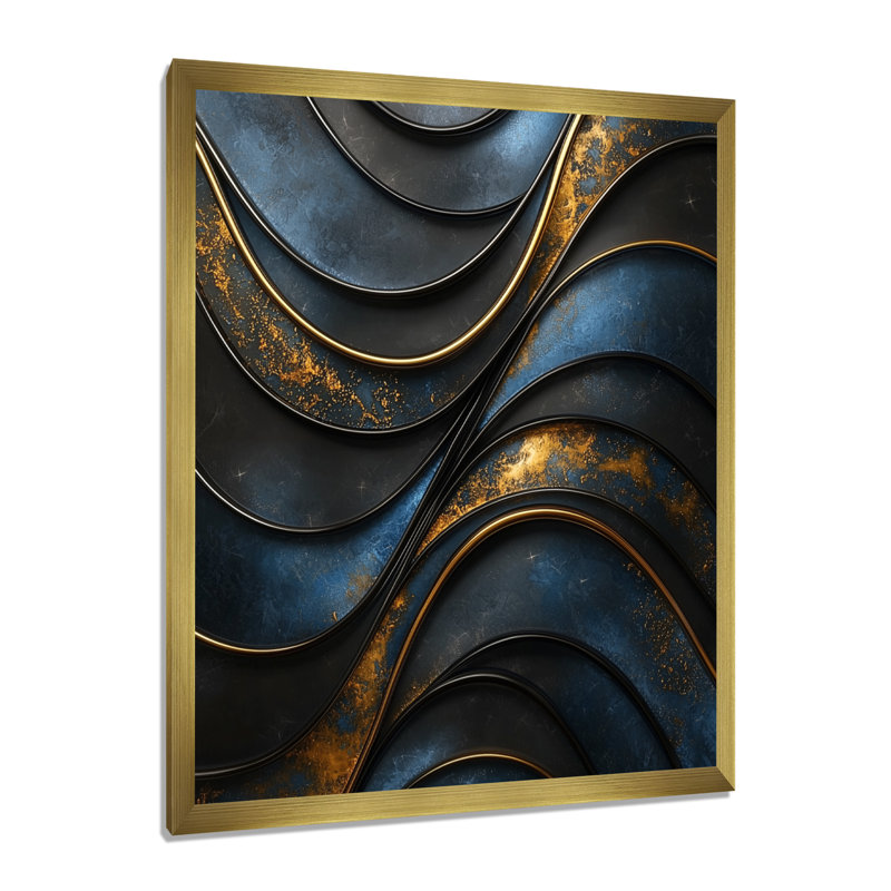 Odina - Abstract Wall Decor, H 20 po x l 12 po, Reproduction encadrée sans passe-partout, Doré