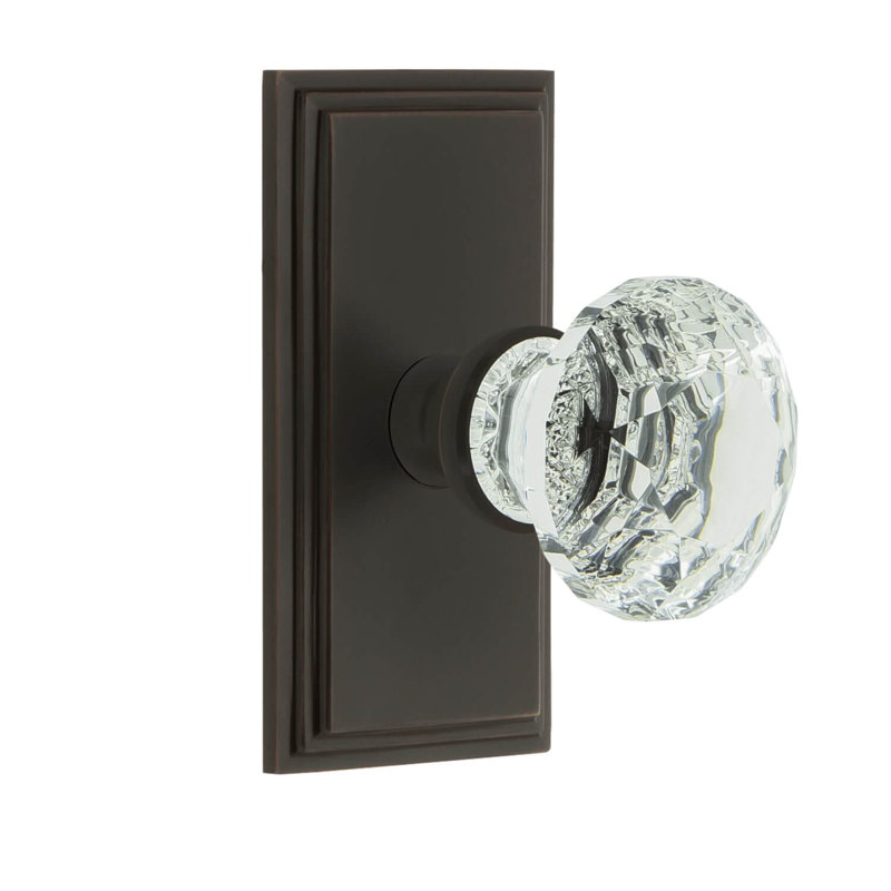 Grand Assiette courte avec bouton en cristal transparent Grandeur Carré, Bronze éternel, 2.75"