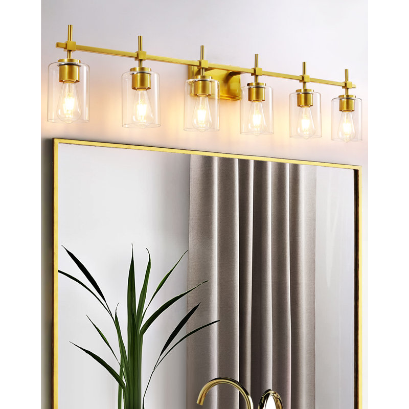 Applique murale moderne à intensité variable pour meuble-lavabo Aviara Lights, Laiton brossé, Harwich