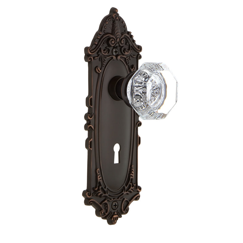 Victorian Plate with Decorative Keyhole and Waldorf Door Knob, Timeless Bronze