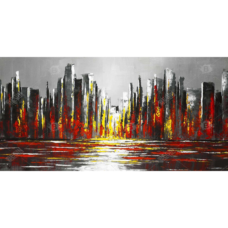 Abstract red skyline - 15.75"x31.50" Desk mat