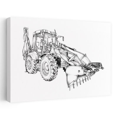 «Powerful Backhoe Illustration», impression murale industrielle