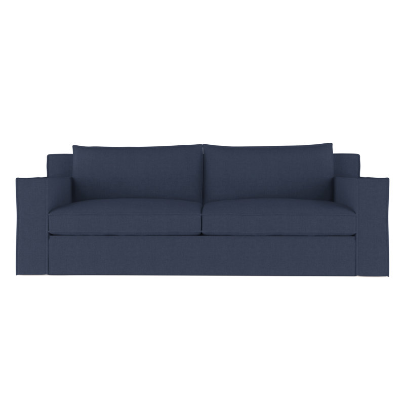 Mulberry Square Track-Arm Sofa with Flange Seam, Box Weave Linen Silver Streak, 33" H x 108" W x 45" D, Weathered