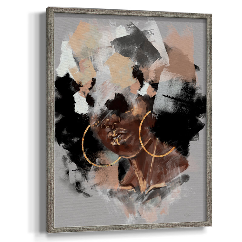 Reproduction encadrée Afro Pop - bois massif, H 11 po x l 9 po