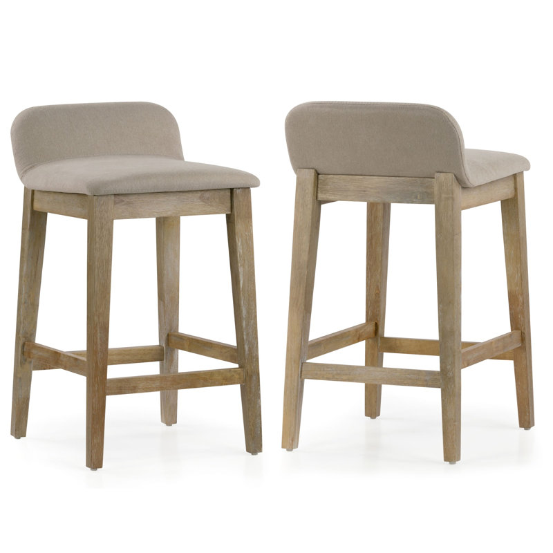 Ensemble de 2 tabourets de comptoir Atia, White Washed, Counter Stool (25" Seat Height)