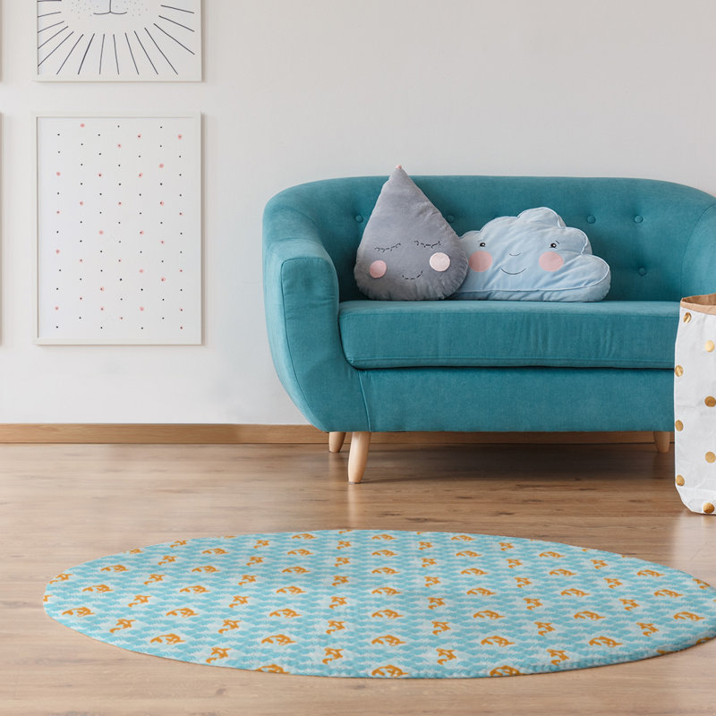 Tapis vert Koi Fish and Waves, Rond 5 pi