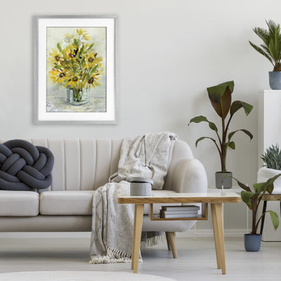 Sun Flowers & Daisy Bouquet, reproduction encadrée sous verre, conception de Patti Bishop