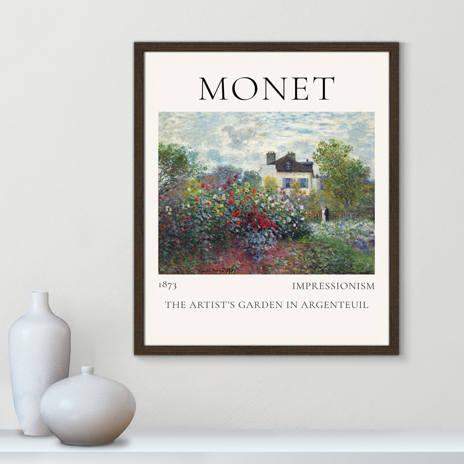Artists Garden in Argenteuil Print by Claude Monet, No, Walnut Single Picture Frame, 25.5" H x 21.5" W x 0.75" D