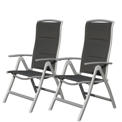 Lucas Patio Folding Lounge Chairs with Adjustable Backrest & Padded Seat