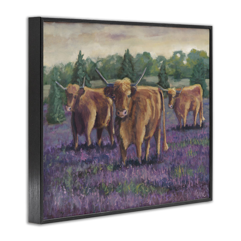 «Mauve Fields & Cows», estampe numérique, design par Marnie Bourque, Giclée encadrée noir minuit, H 24 po x l 30 po