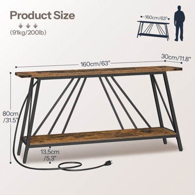 Durdham Narrow Console Table with Charging Station