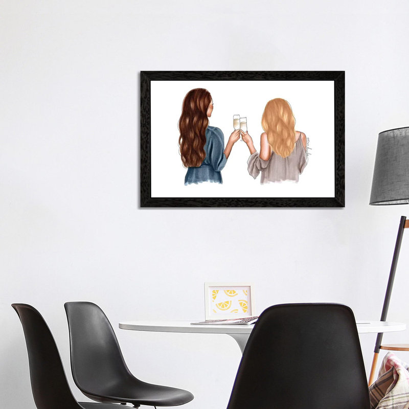 Champagne by Elza Fouche - Print on Canvas, 101.6 cm H x 66.04 cm W, Black Framed