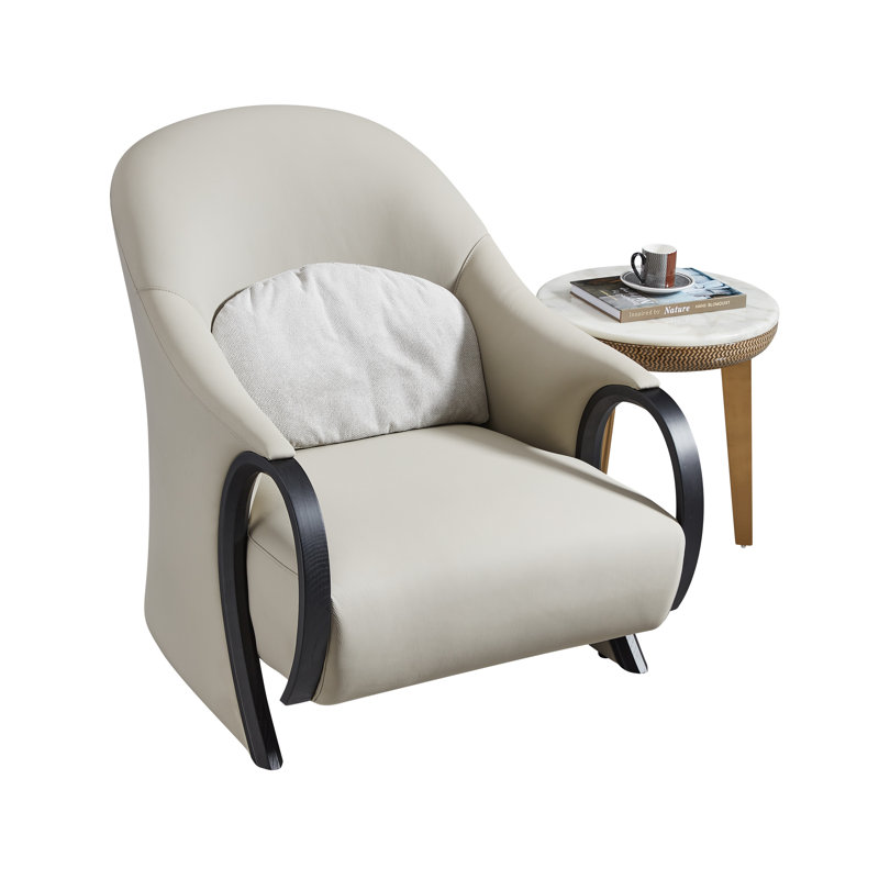 Fauteuil en cuir gris clair American Eagle EK-1017
