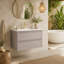 Meuble-lavabo mural 32 po avec double tiroir et lavabo en céramique 32 po