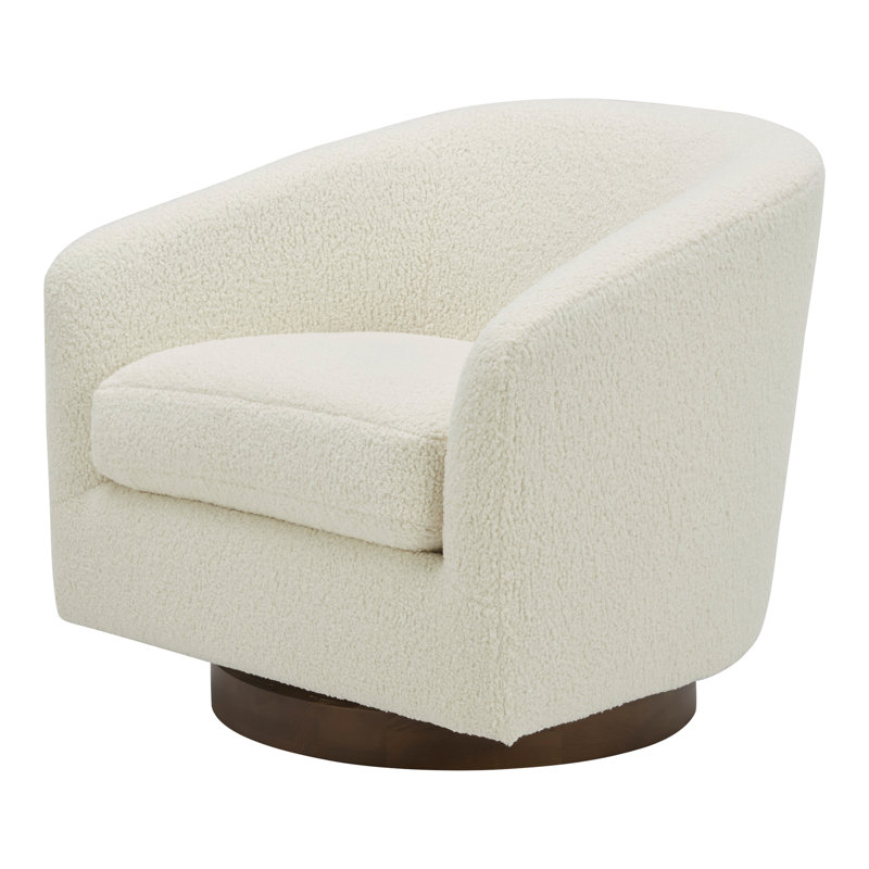Fauteuil club pivotant en polyester 31 po., 100 % polyester blanc
