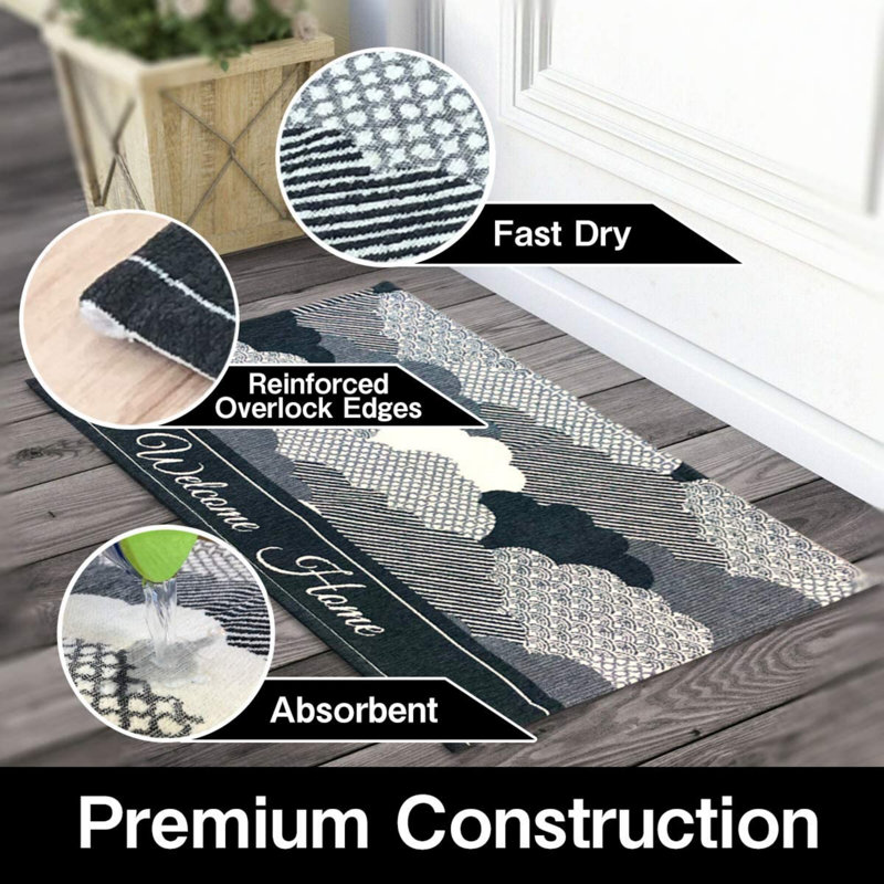 Tapis d'entrée antidérapant Enique 32 po x 20 po Enique