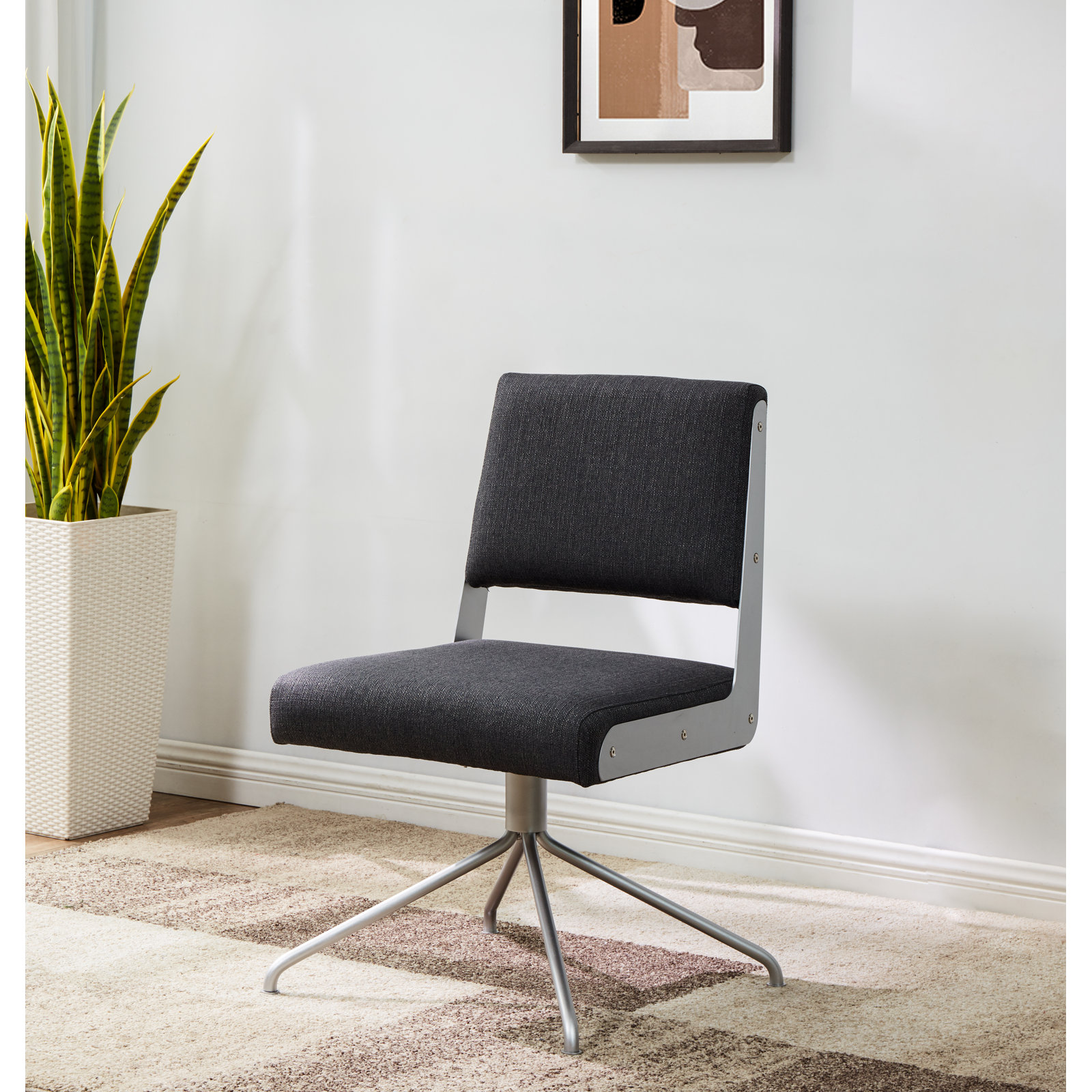 Bowerman Swivel Office Chair, Silver, Slate Gray