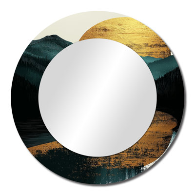 Sunrise On Forest And Peaks Solitude Horizon I - Abstract Landscape Mirror Wall Art - Printed On Metal