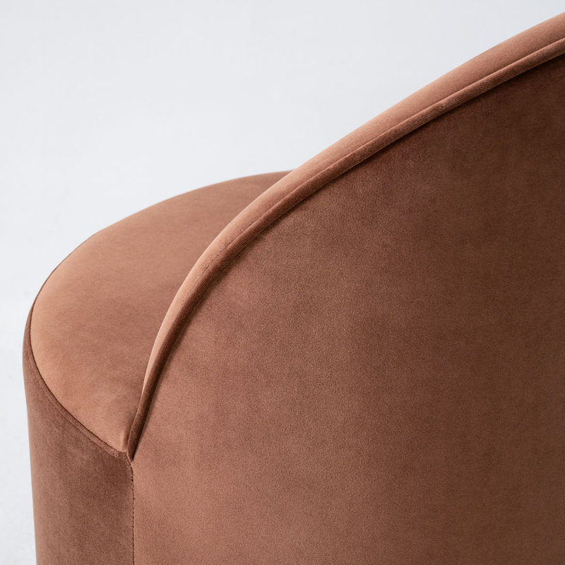 Chaise de salle à manger rembourrée en velours entièrement roulée avec roulettes cachées (ensemble de 4), Rouille