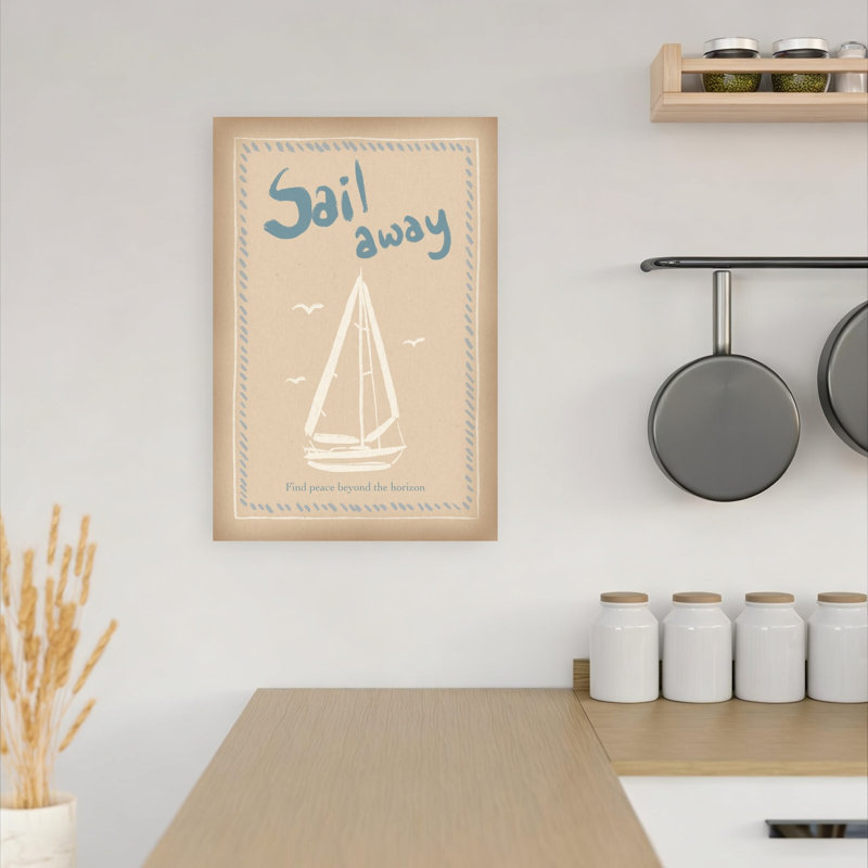 «Sail Away Serenity Dreamy Minimalist Peaceful Seagull Bird», impression d'art mural océan côtier, 18" H x 12" W
