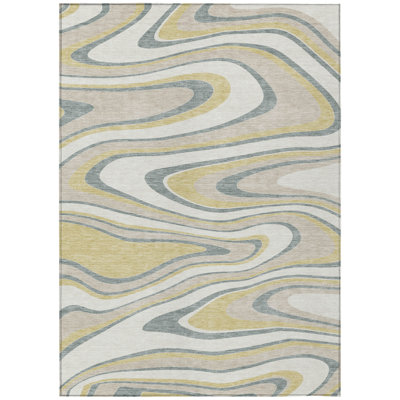 Machine Washable Indoor/Outdoor Chantille ACN2493 Abstract Rug