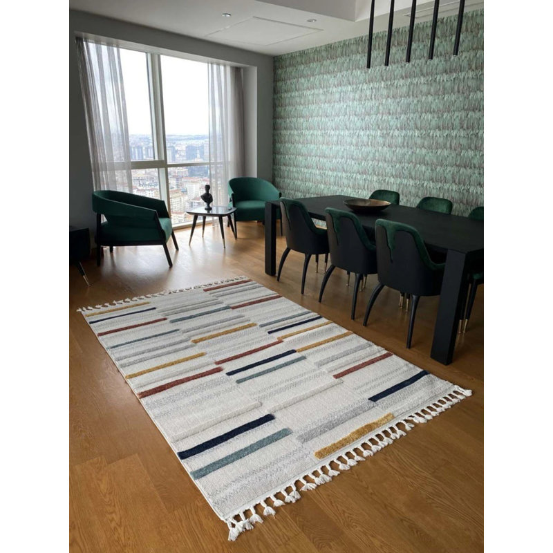 Tishina Cotton Striped Indoor / Outdoor Rug, Runner 3'11" x 8'10"