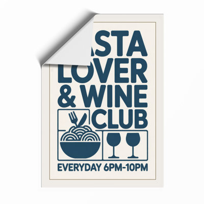 Pasta & Wine Club Typography - Print