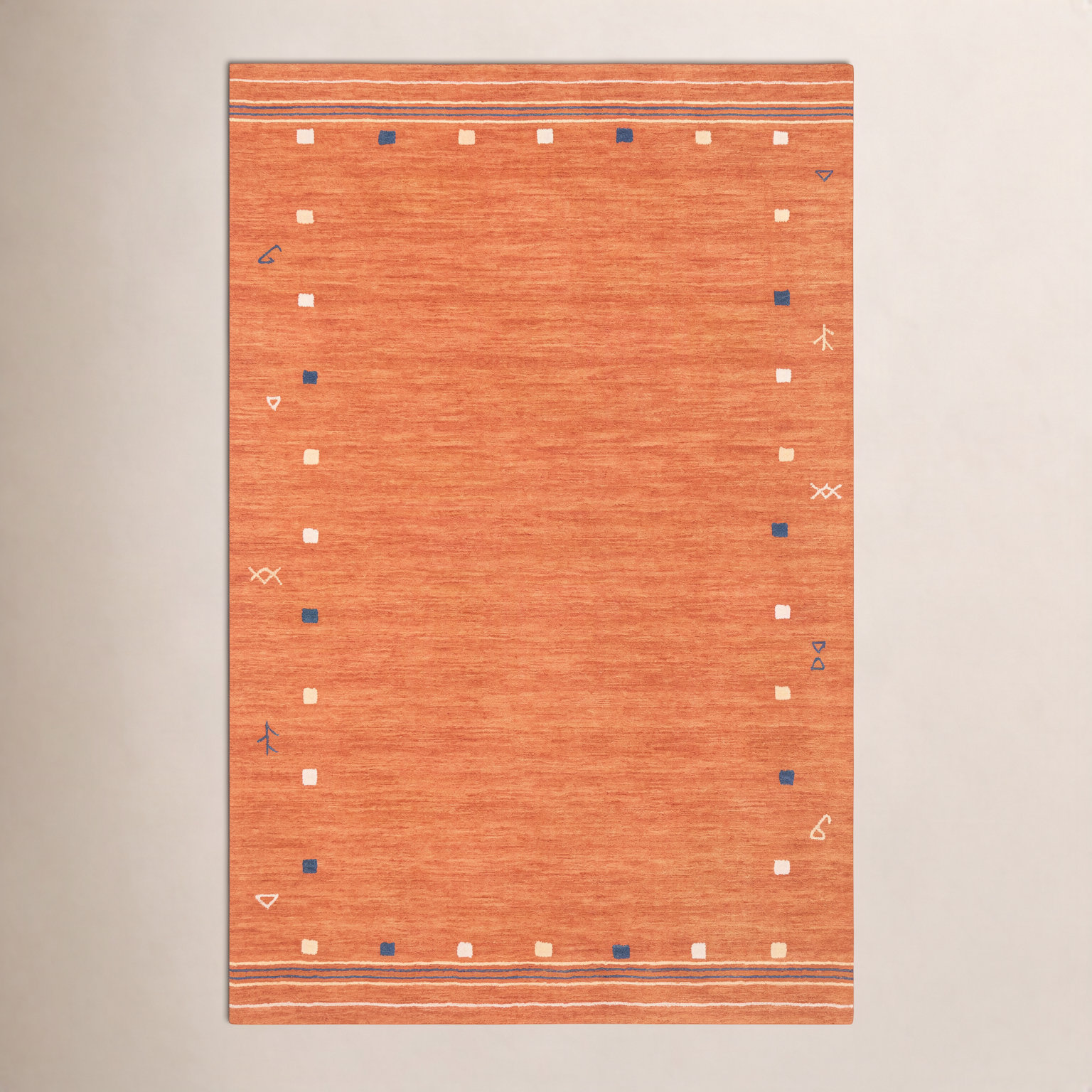 Danette Rust Hand-Loomed Wool Rug, Rectangle 5' x 8'
