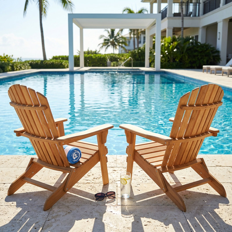 Ensemble de 2 chaises Adirondack pliantes en bois pour l'extérieur 
